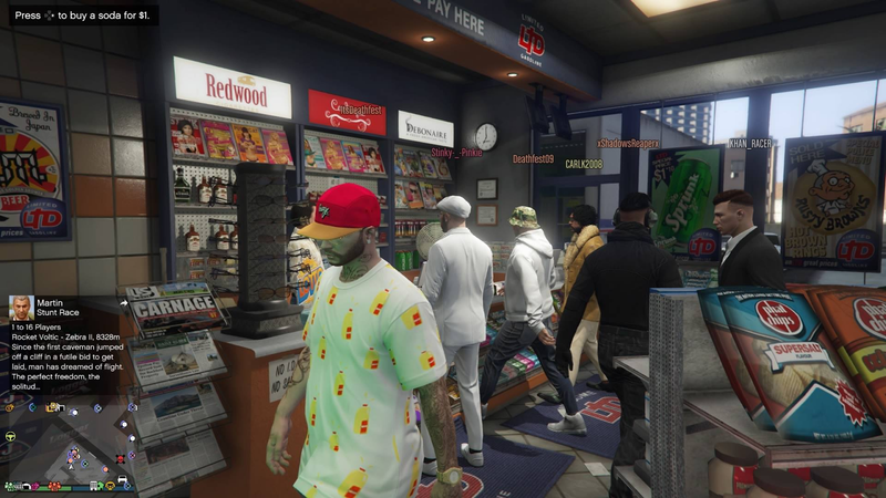 Making a pit stop at a convenience store. The player in the red hat is the founder of the AMS crew.